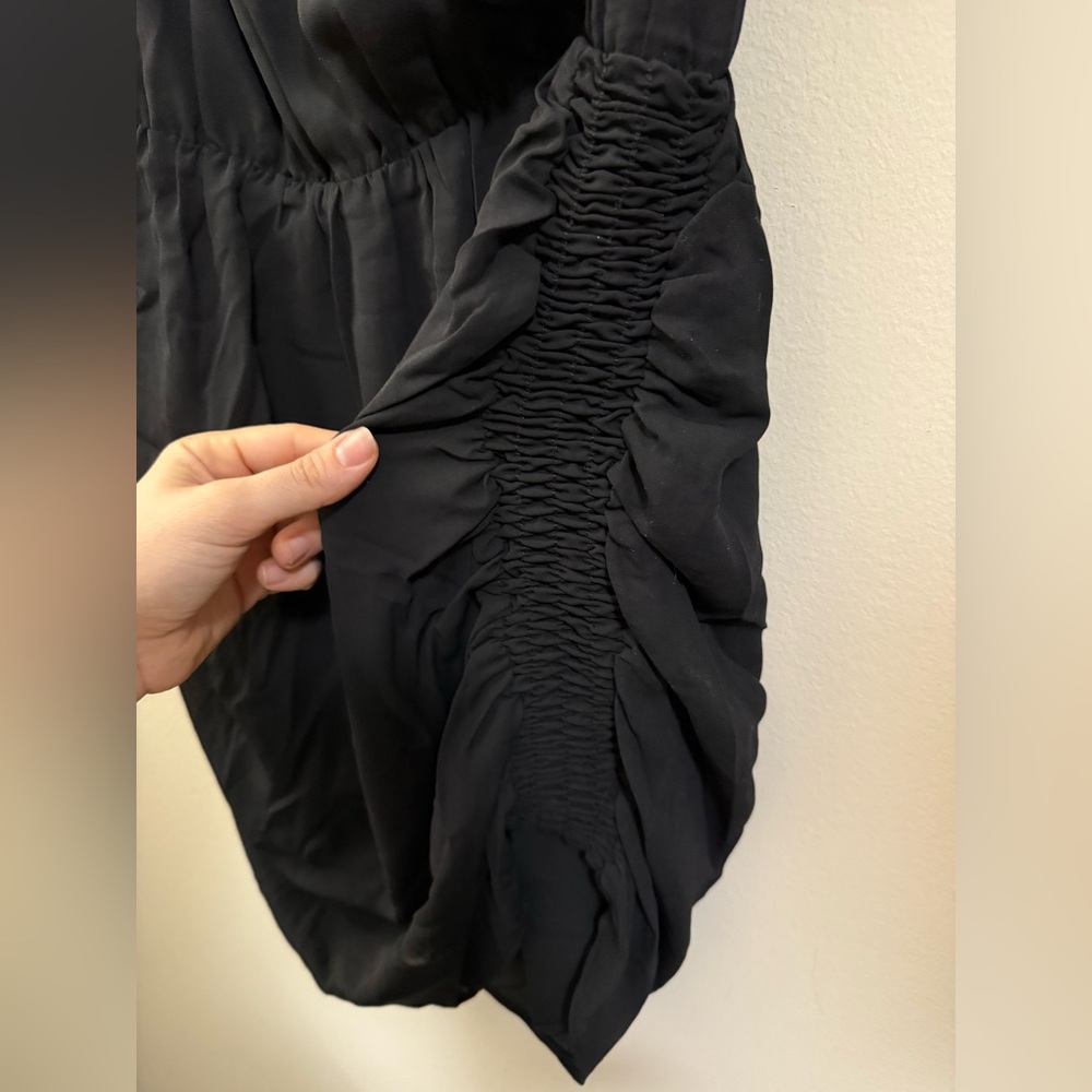 NWT Krisa Revolve Ruched V-Neck Mini Dress in Black - L - Picture 5 of 11